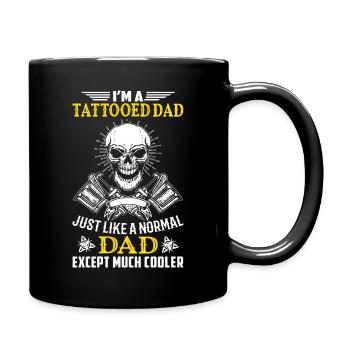 Tattoo Papa tätowiert cooler Vater Dad Totenkopf - Tasse einfarbig - Schwarz - Rechts