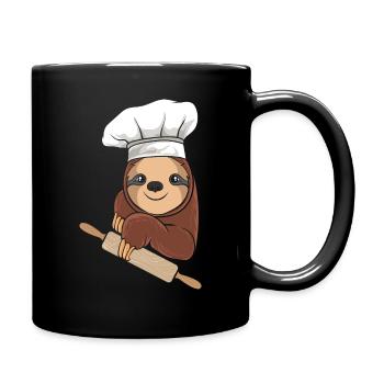 Faultier Bäcker - Backen - Tasse einfarbig - Schwarz - Rechts