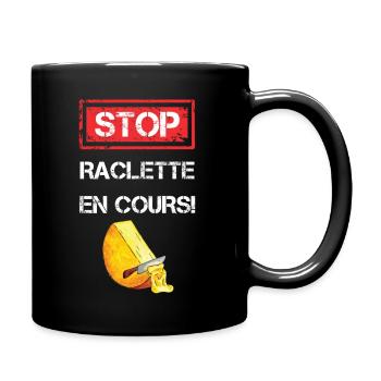 Stop raclette en cours cadeau - Mug uni - noir - Droite