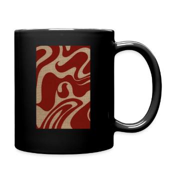 Sticker mit Rot-Weißem Wellenmuster - Tasse einfarbig - Schwarz - Rechts
