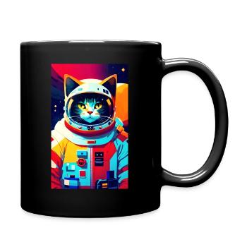 Astronaut cat - Full Colour Mug - black - Right