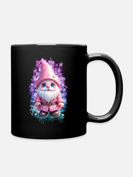 Gnome d’hiver rose avec fond SplashArt - Mug uni - noir