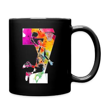 7. GEBURTSTAG BASKETBALL NUMMER 7 - Tasse einfarbig - Schwarz - Rechts