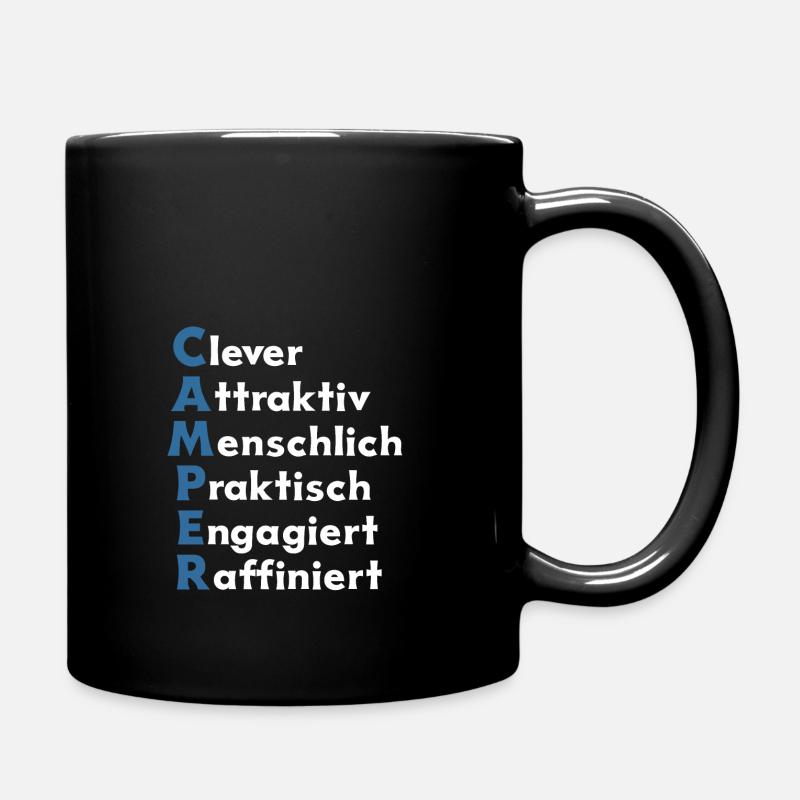 Camper Design – Eigenschaften eines Campers - Tasse einfarbig - Schwarz