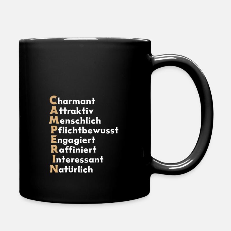 Camper Design – Eigenschaften einer Camperin - Tasse einfarbig - Schwarz
