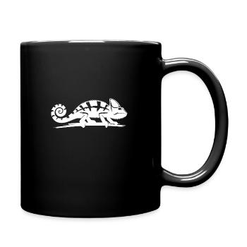 Children's chameleon wanders over a branch - Full Colour Mug - black - Right