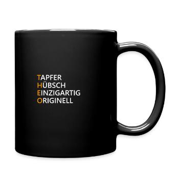 Theo Name Geschenk - Tasse einfarbig - Schwarz - Rechts