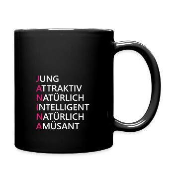 Janina Name Geschenk - Tasse einfarbig - Schwarz - Rechts