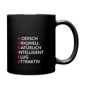 Monika Name Geschenk - Tasse einfarbig - Schwarz - Rechts