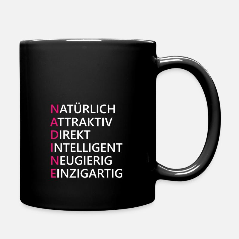 Nadine Name Geschenk - Tasse einfarbig - Schwarz