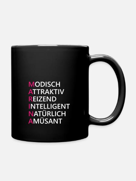 Marina Name Geschenk - Tasse einfarbig - Schwarz