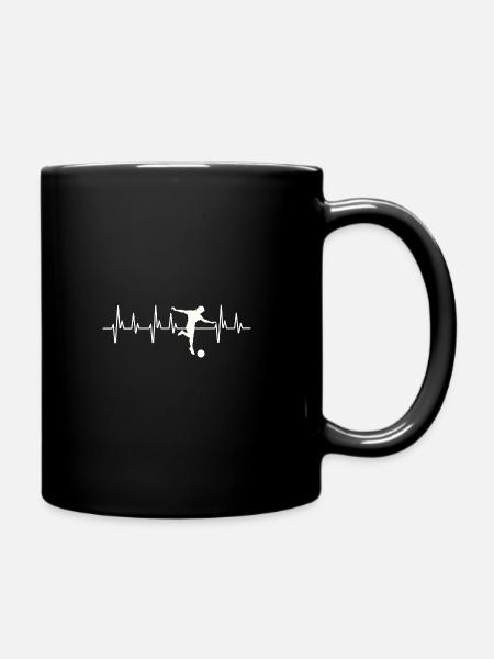 Fußball Herzschlag, Fußball, Fußballer, Fußball - Tasse einfarbig - Schwarz
