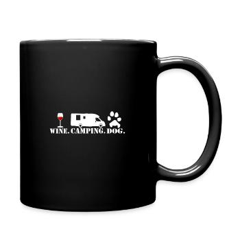 Rot Wein Hund Camping - Tasse einfarbig - Schwarz - Rechts