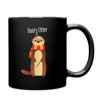 Hairy Otter - Cute Animal Illustration - Full Colour Mug - black - Right