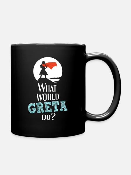 What would Greta do? - White Superhero Edition - Tasse einfarbig - Schwarz
