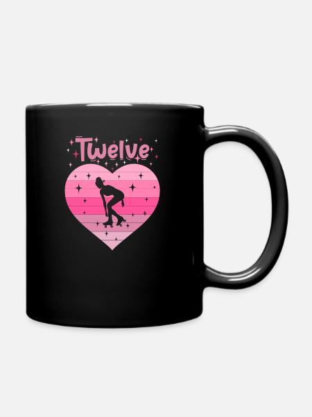 Herz Liebe Sport Rollschuh Mädchen 12. Geburtstag - Tasse einfarbig - Schwarz