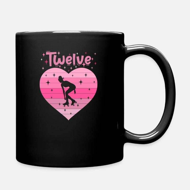 Herz Liebe Sport Rollschuh Mädchen 12. Geburtstag - Tasse einfarbig - Schwarz