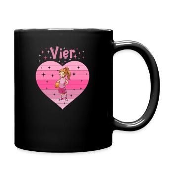 Herz Liebe Sport Basketball Mädchen 4. Geburtstag - Tasse einfarbig - Schwarz - Rechts