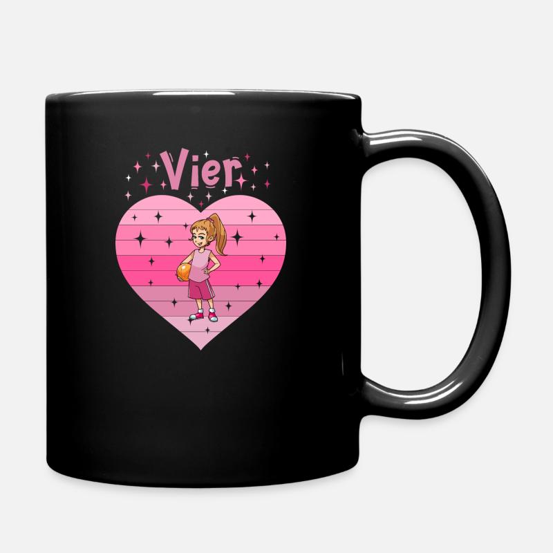 Herz Liebe Sport Basketball Mädchen 4. Geburtstag - Tasse einfarbig - Schwarz