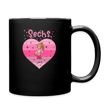 Herz Liebe Sport Basketball Mädchen 6. Geburtstag - Tasse einfarbig - Schwarz - Rechts