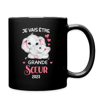Grande Soeur 2023 Cadeau Annonce Naissance Bébé - Mug uni - noir - Droite