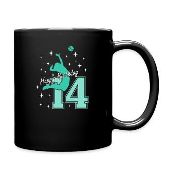 14. Geburtstag Volleyball Volleyballspielerin - Tasse einfarbig - Schwarz - Rechts