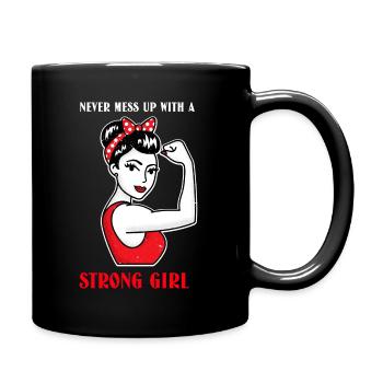 Strong Girl Pinup - Tasse einfarbig - Schwarz - Rechts