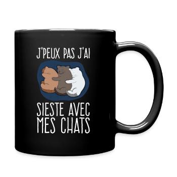 J'peux Pas J'ai Sieste Avec Mes Chats - Mug uni - noir - Droite