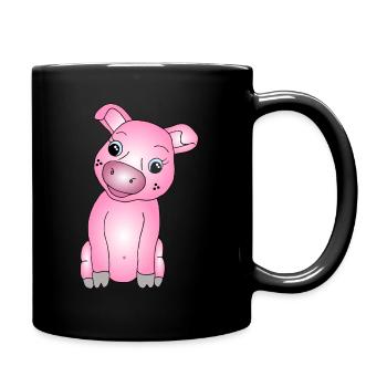 Süßes Schweinchen - Tasse einfarbig - Schwarz - Rechts