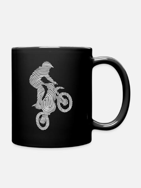 Dirt Biker Dirtbike Fingerabdruck Motocross - Tasse einfarbig - Schwarz