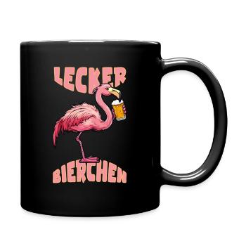 Lecker Bierchen X Flamingo mit Bier lustiges - Tasse einfarbig - Schwarz - Rechts