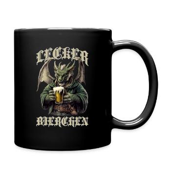 Lecker Bierchen X Fantasy Drache mit Bier lustiges - Tasse einfarbig - Schwarz - Rechts