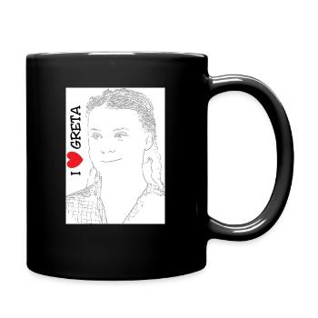 I love Greta - Tasse einfarbig - Schwarz - Rechts
