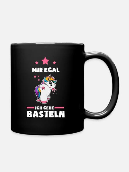 Einhorn Basteln Geschenk - Tasse einfarbig - Schwarz