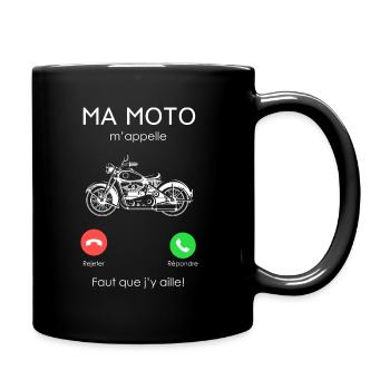 motomappelle blanc 3 - Mug uni - noir - Droite