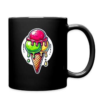 Schmelzendes Eis auf Schneeball-Tattoo - Tasse einfarbig - Schwarz - Rechts