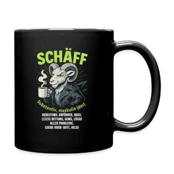 Schaf Spruch Schäff Lustig Geschenkidee Schafe - Tasse einfarbig - Schwarz - Rechts