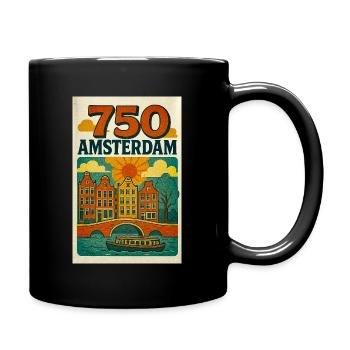 Amsterdam 750 Vintage Poster - Tasse einfarbig - Schwarz - Rechts