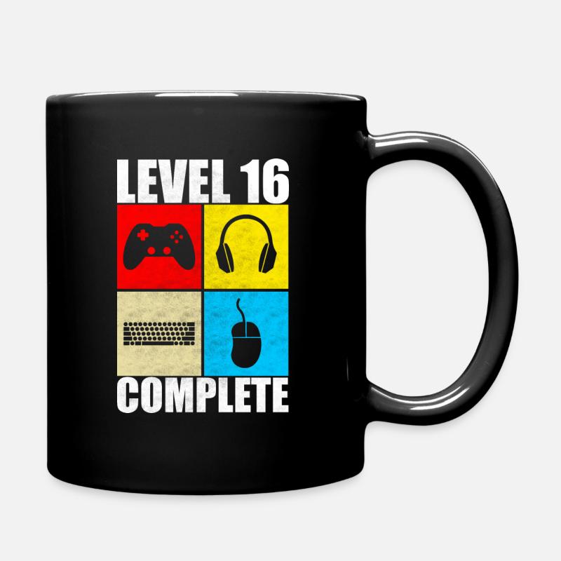 16th Birthday Gaming Level Complete Gift - Full Colour Mug - black