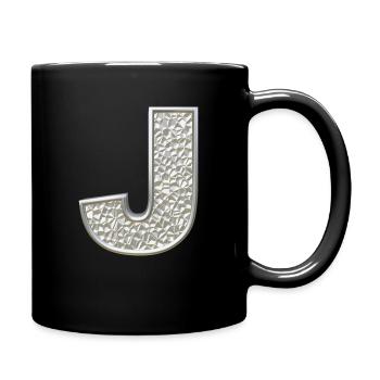 J, letter, letter J, initial, initial J, monogram, - Tasse einfarbig - Schwarz - Rechts
