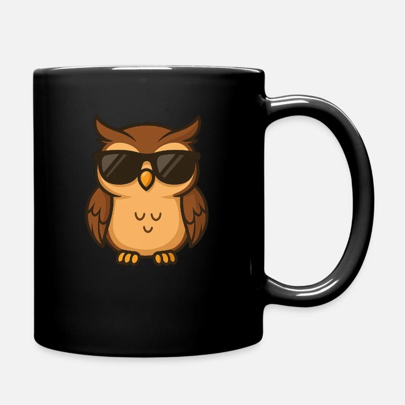 Coole Eule - Tasse einfarbig - Schwarz