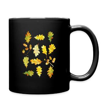 Feuilles de chêne et glands - Mug uni - noir - Droite