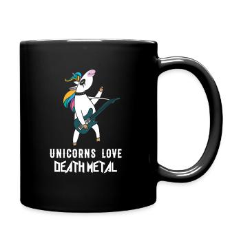 Unicorns Love Death Metal Heavy Metal Unicorn - Full Colour Mug - black - Right