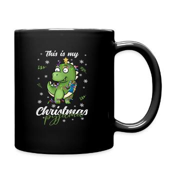 Dinosaurier Trex Pyjama Weihnachten Schlafen - Tasse einfarbig - Schwarz - Rechts