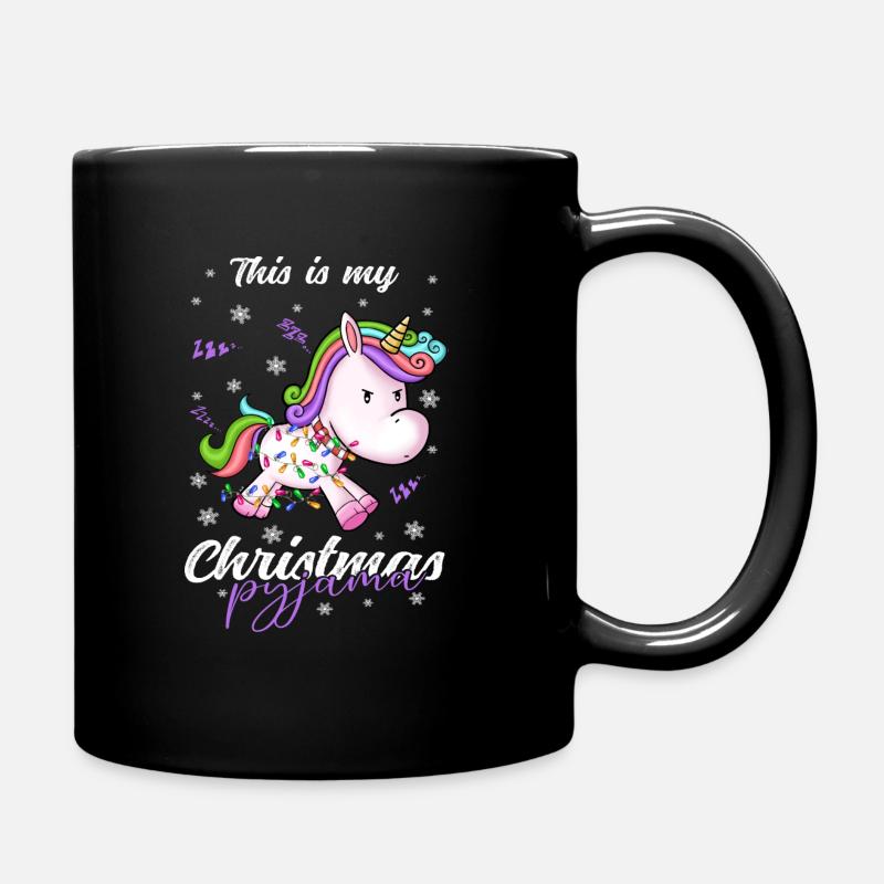 Einhorn Pyjama Weihnachten Schlafen - Tasse einfarbig - Schwarz