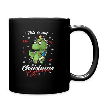 Dinosaurier Trex Pyjama Weihnachten Schlafen - Tasse einfarbig - Schwarz - Rechts