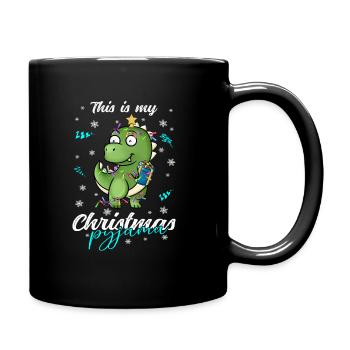 Dinosaurier Trex Pyjama Weihnachten Schlafen - Tasse einfarbig - Schwarz - Rechts
