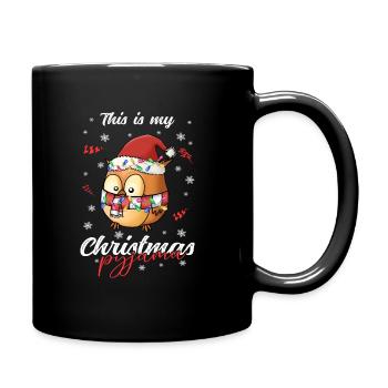 Eule Pyjama Weihnachten Schlafen - Tasse einfarbig - Schwarz - Rechts