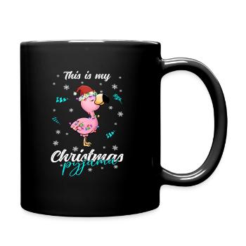 Flamingo Pyjama Weihnachten Schlafen - Tasse einfarbig - Schwarz - Rechts