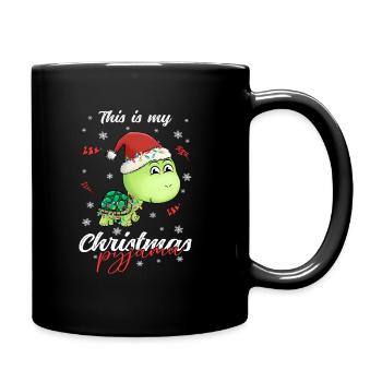 Schildkröte Pyjama Weihnachten Schlafen - Tasse einfarbig - Schwarz - Rechts